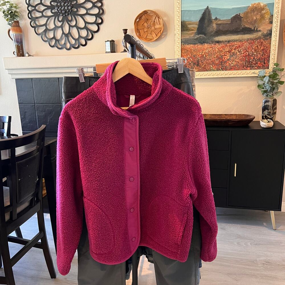 Z by Zella Jacket Womens Size Small Plum Purple Sherpa Snap Button Closure - Picture 15 of 15